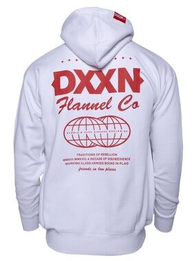 DIXXON RED TECH ZIP UP HOODIE - WHITE